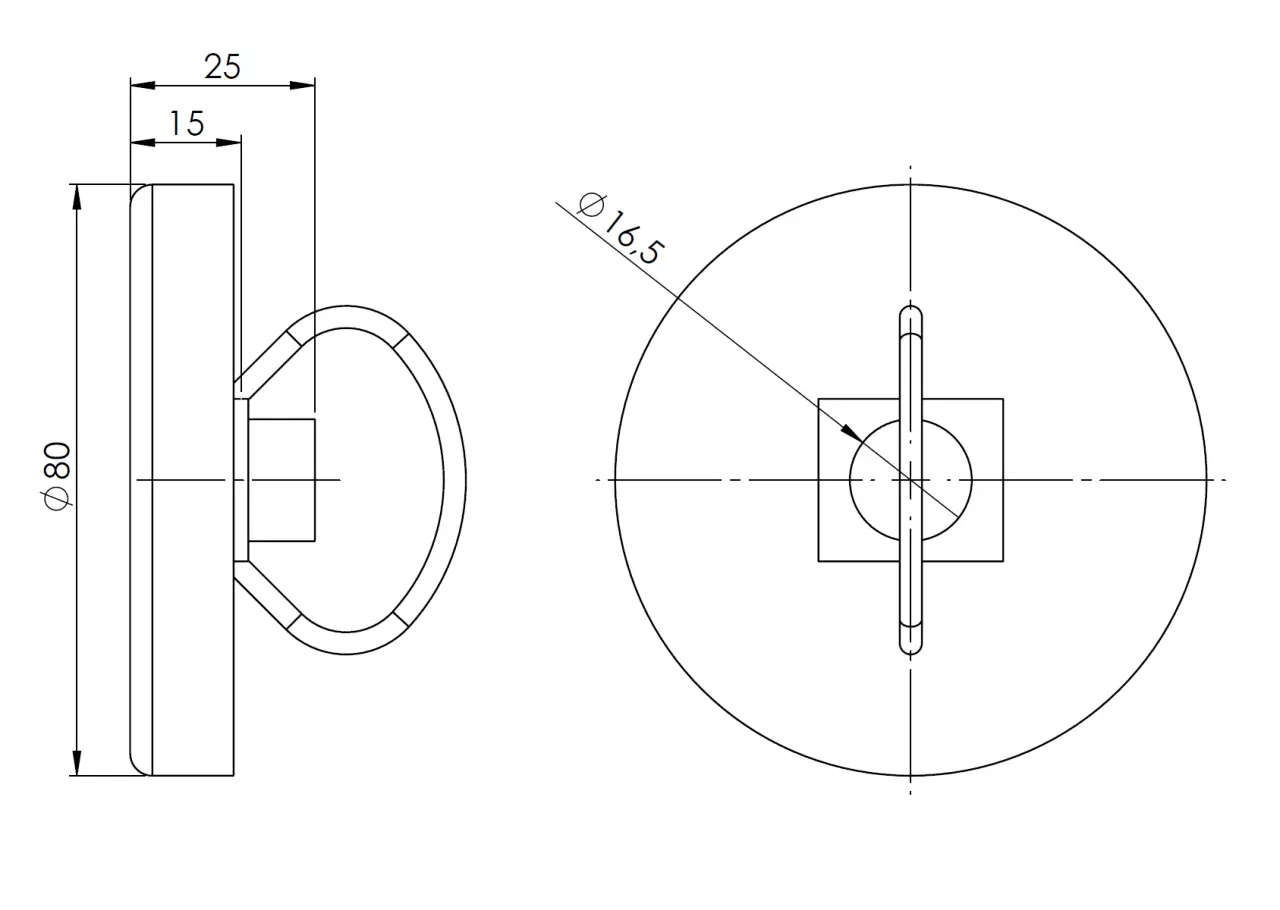 Termometr bimetaliczny przylgowy ATh 80 F, fi80 mm, 0÷60°C, do rur 3/8"÷G1 1/2", ax, kl. 2 - budowa